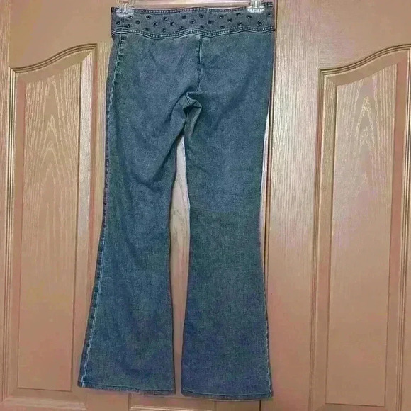 Rare Y2K lace-up jeans by Dumani stone washed junior size 7/8 flare jeans - Picture 6 of 10